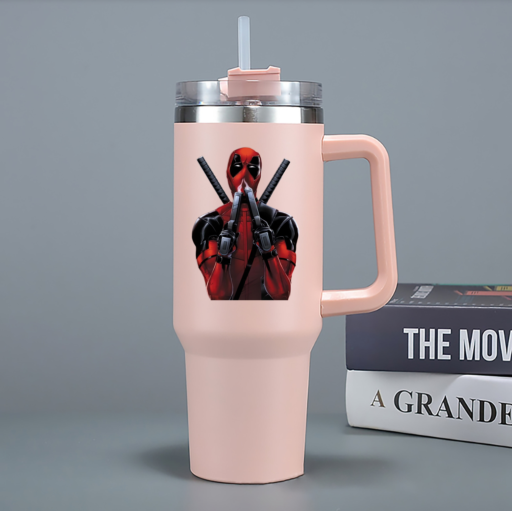 （画像用） Deadpool デッドプール 1200mL車用タンブラー - クリスタルステッカー（プラスチックストロー付き）